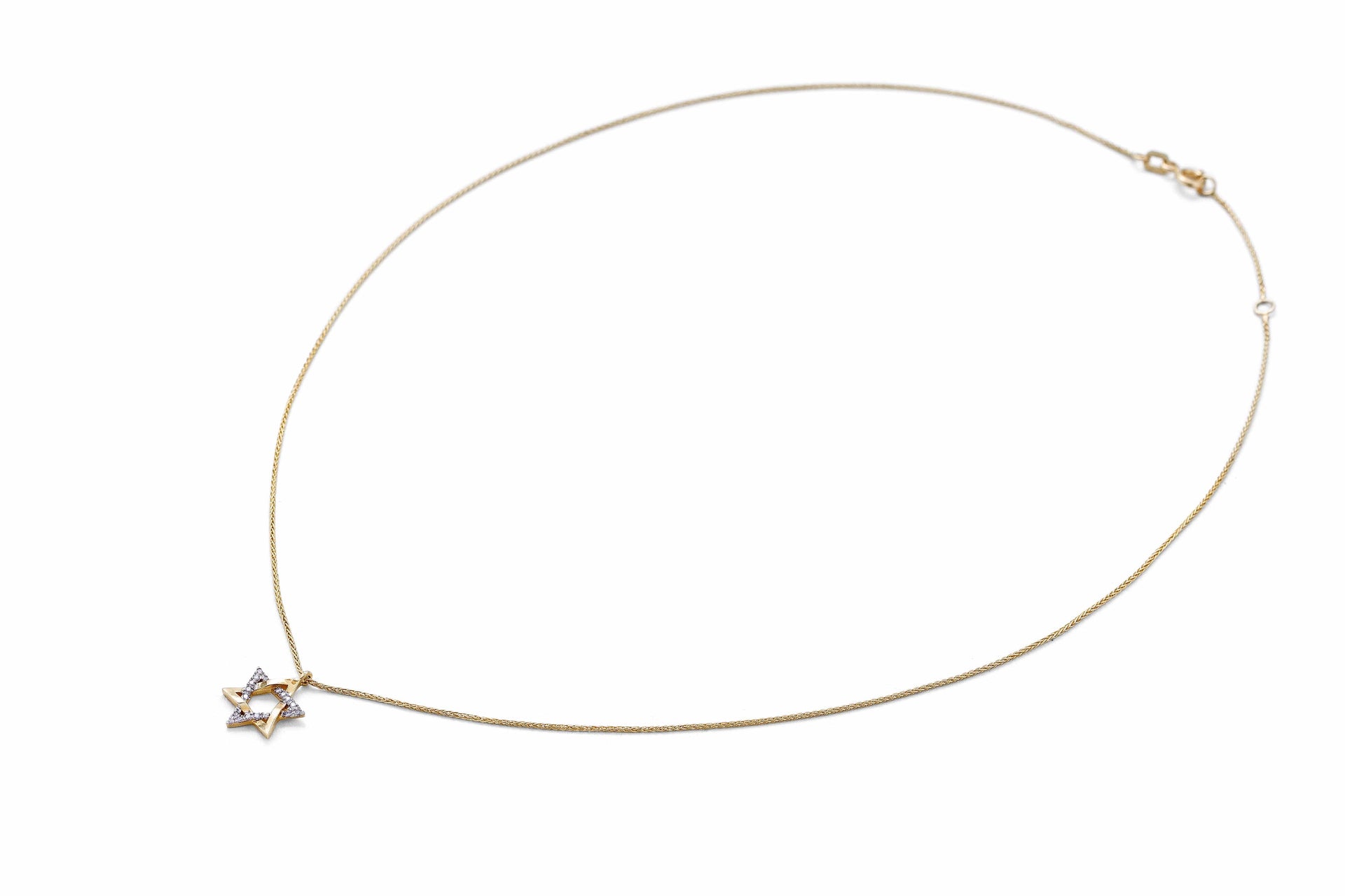 Israel Museum Necklaces Star of David and Diamonds Intertwined Necklace by Israel Museum - 14k Gold