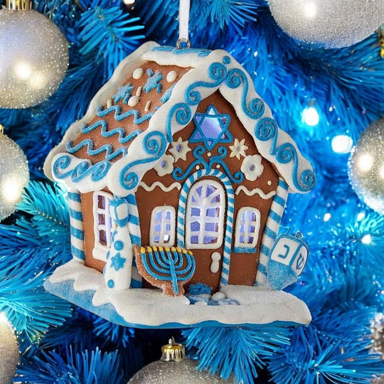 Gingerbread Chrismukkah LED Ornament