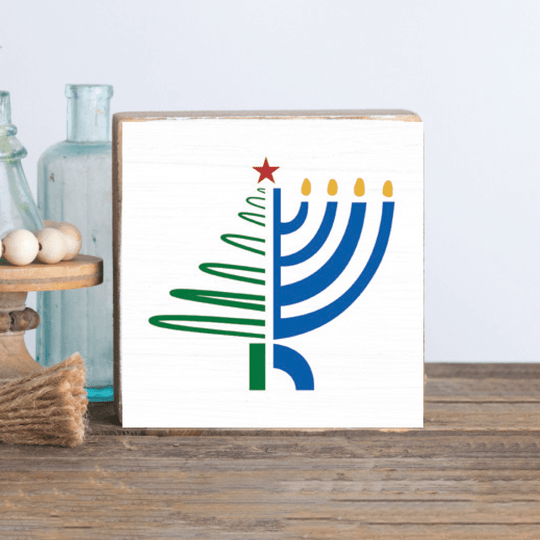 Chrismukkah Decorative Wooden Block