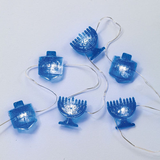 Mini Dreidel and Menorah String Lights