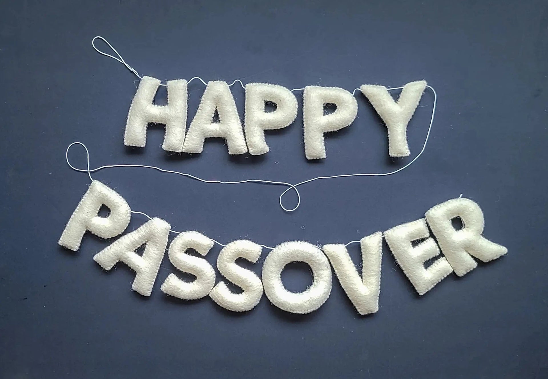 Joy Felts Decorations Handcrafted Happy Passover Felt Garland - White