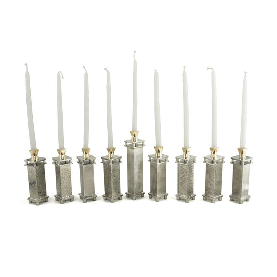Modular Pewter Menorah by Joy Stember