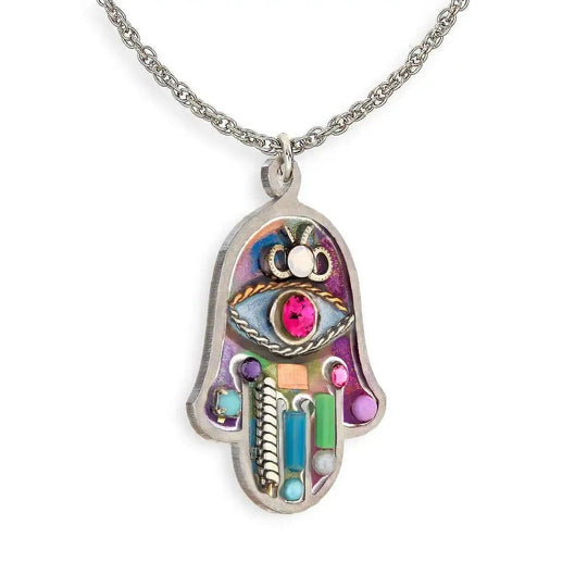 Pink Hamsa Necklace by Seeka