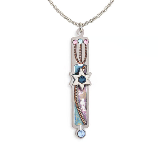 Seeka Purple and Blue Mezuzah Necklace