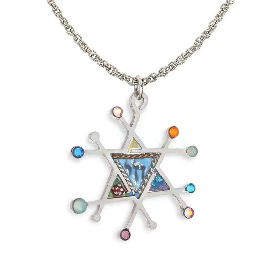 Full of Life Modern Judaic Star and Chai Necklace by Seeka