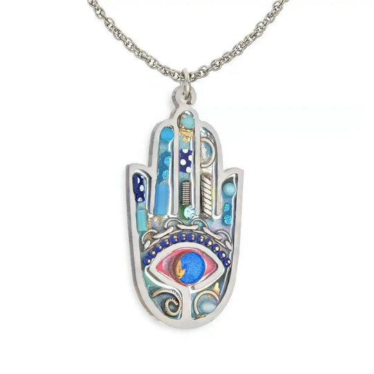 Hand-Painted Colorful Hamsa Necklace by Seeka - Choice of Color