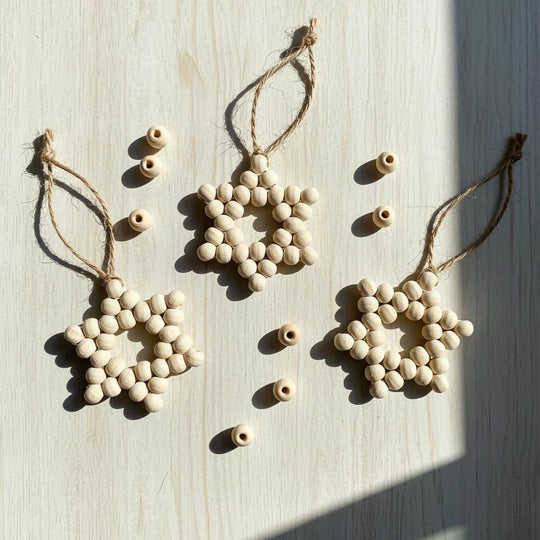 Handmade Wooden Bead Star of David Ornament
