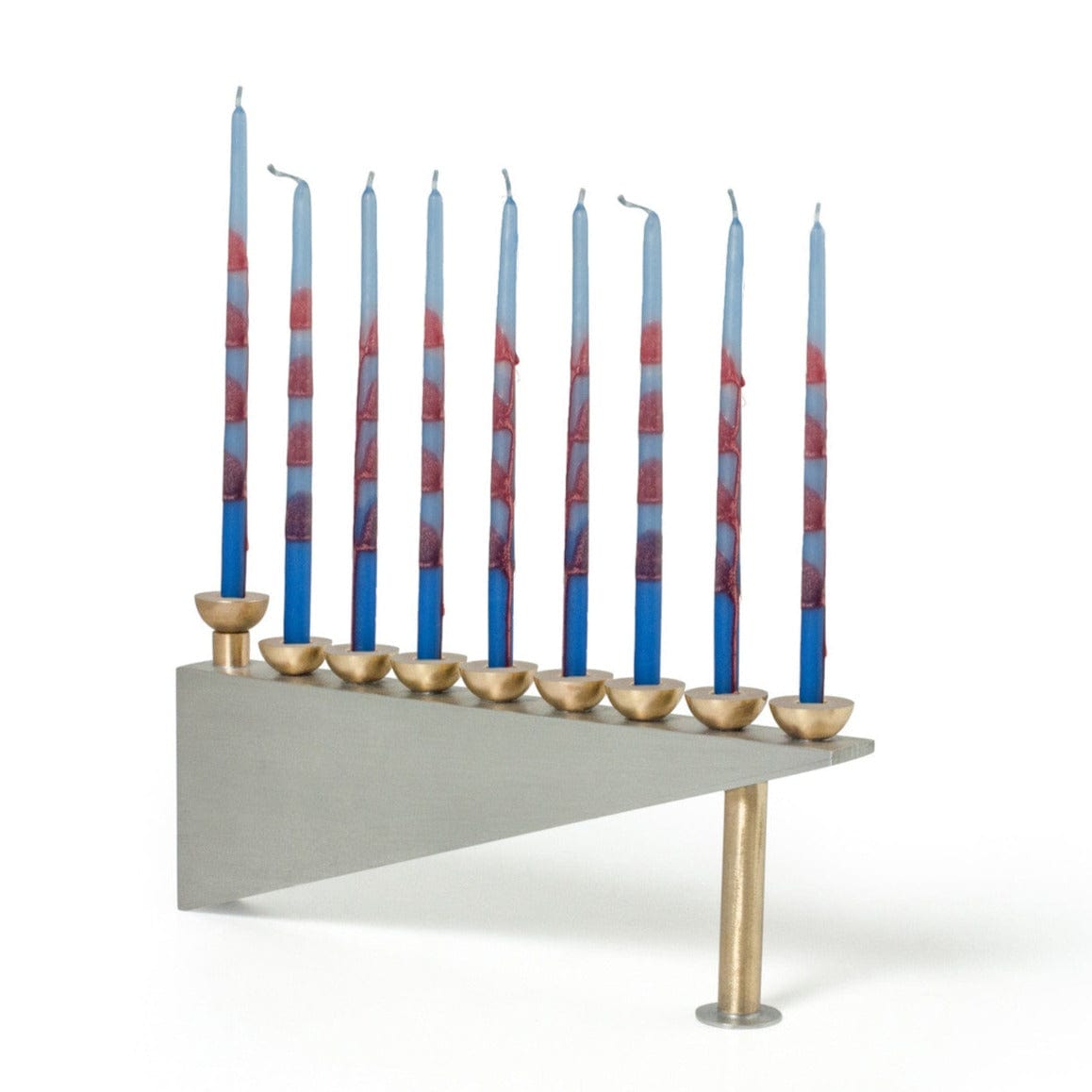 Joy Stember Menorahs Modern Geometric Pewter Menorah by Joy Stember