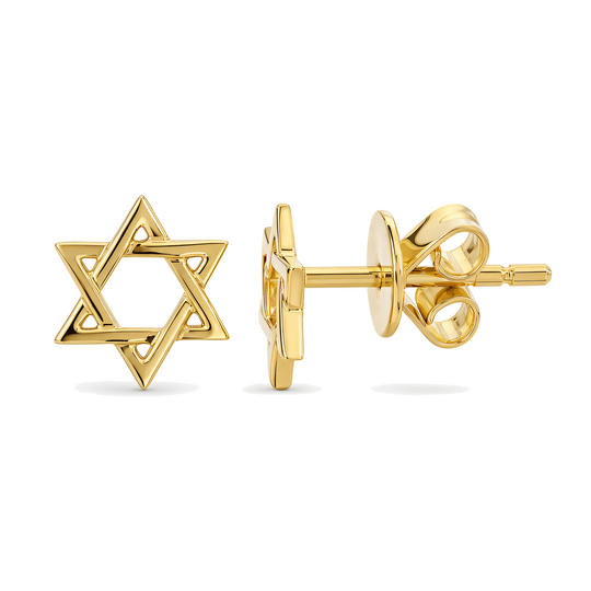 Small Star of David Gold Earrings - 14k Yellow, White or Rose Gold