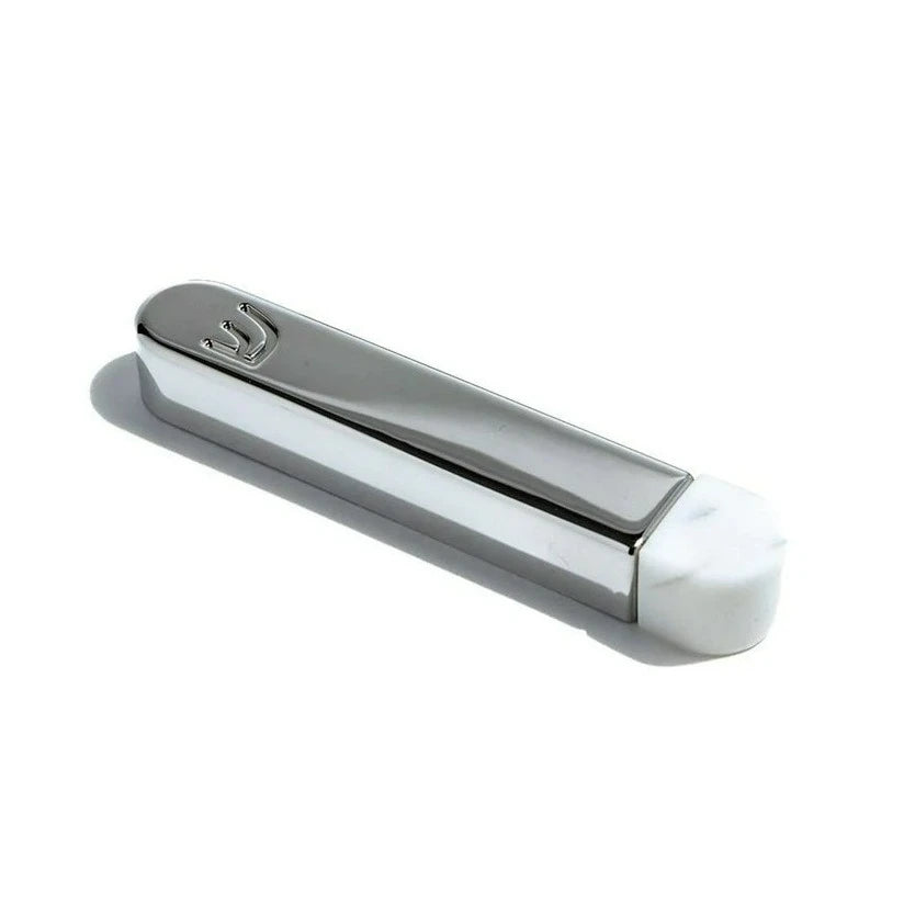 Modern Mensch Mezuzahs Marble & Stainless Steel Coluna Mezuzah - (Marble & Silver)
