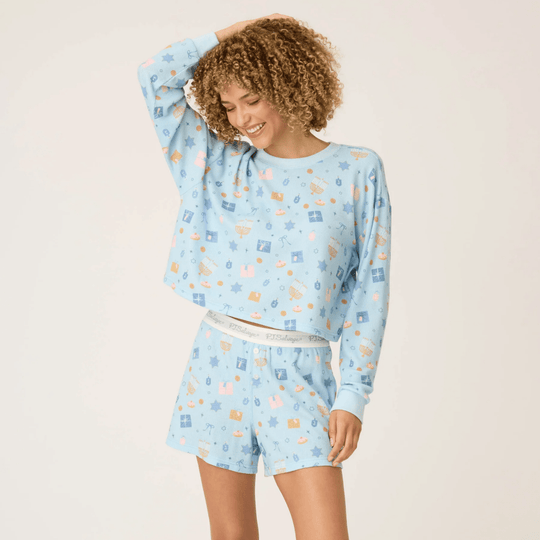 Women’s Blue Hanukkah Boxer PJ Gift Set by P.J. Salvage - (Sizes XS - XL)