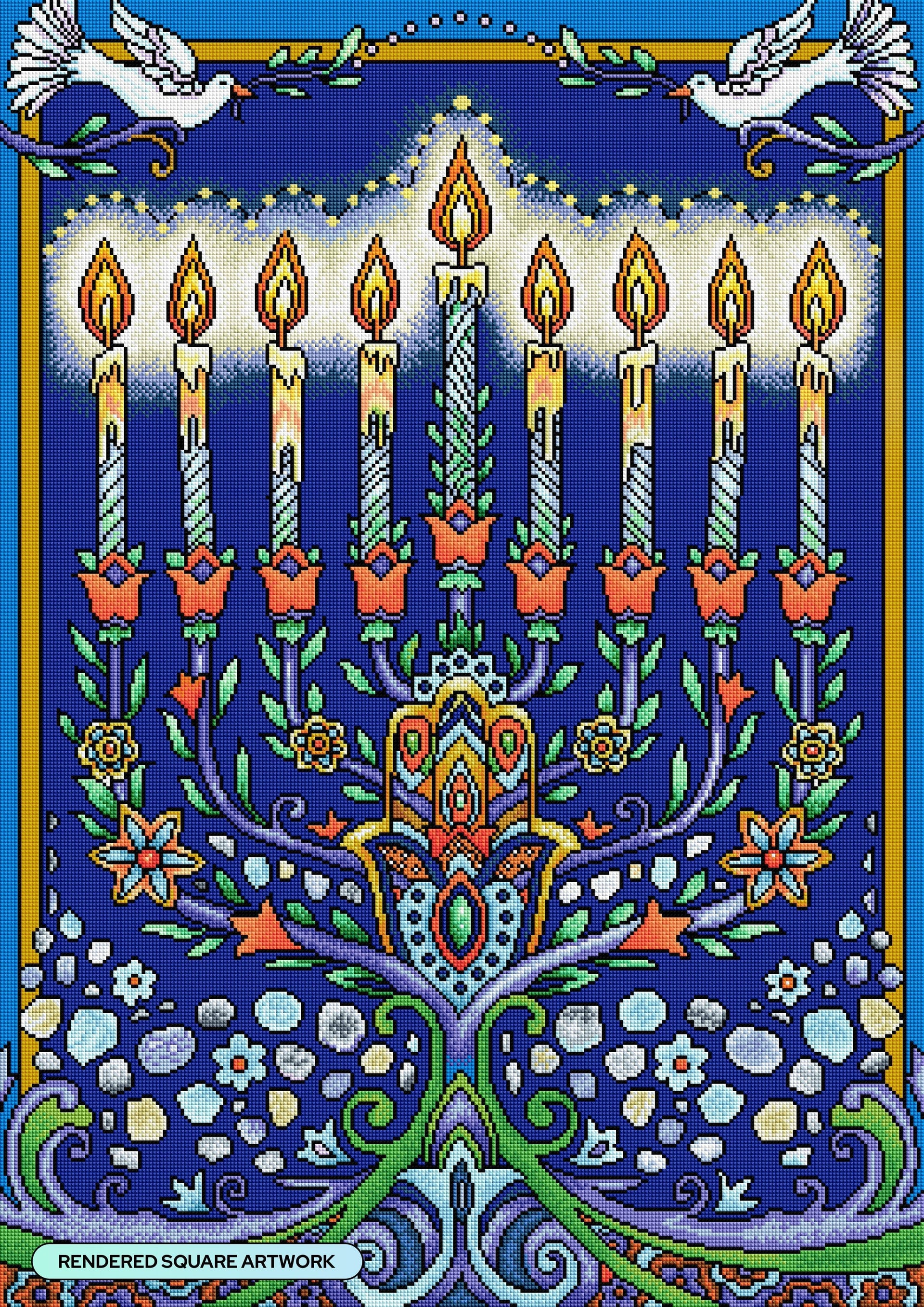 Diamond Art Club Art Happy Hanukkah Menorah Print