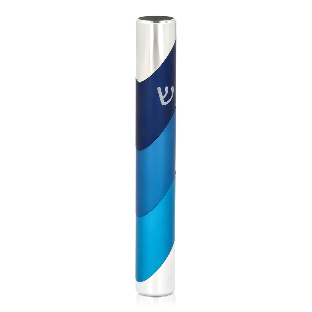 Akilov Mezuzahs Blue Circle Wave Mezuzah by Akilov