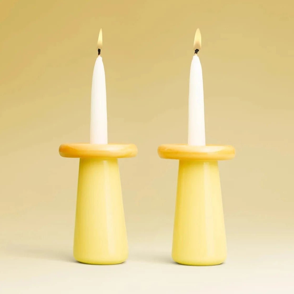 Mushroom Candlesticks Mustard/Lemon