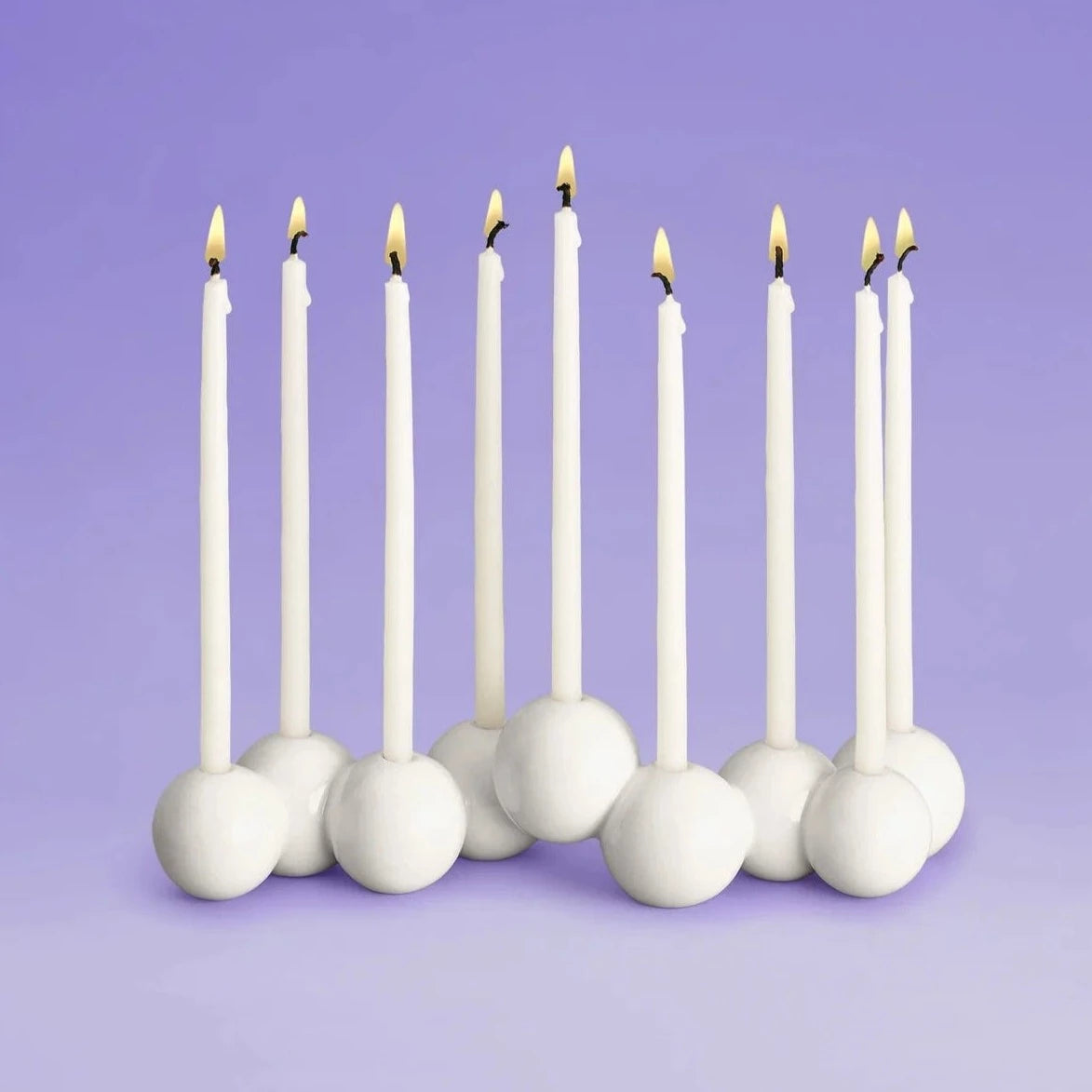 Tchotchke Judaica Menorahs White Ceramic Bubble Menorah