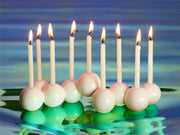 Tchotchke Judaica Menorahs White Ceramic Bubble Menorah