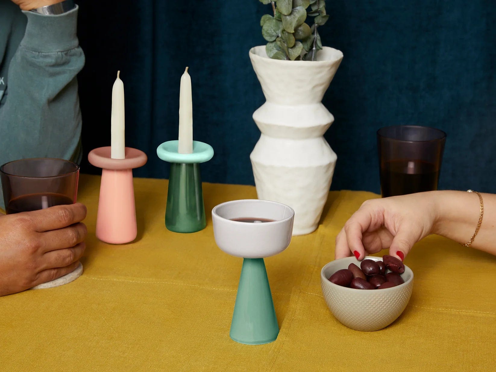 Tchotchke Judaica Kiddush Cups Spruce/Peacock Cone Kiddush Cup - Spruce/Peacock