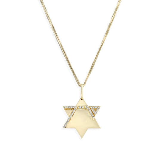 Full Heroism Star of David Necklace with Diamonds - 14k Yellow, Rose or White Gold