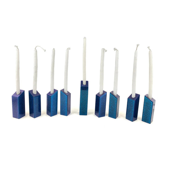 Sparkle Leah Modular Hanukkah Menorah by Joy Stember - Blue