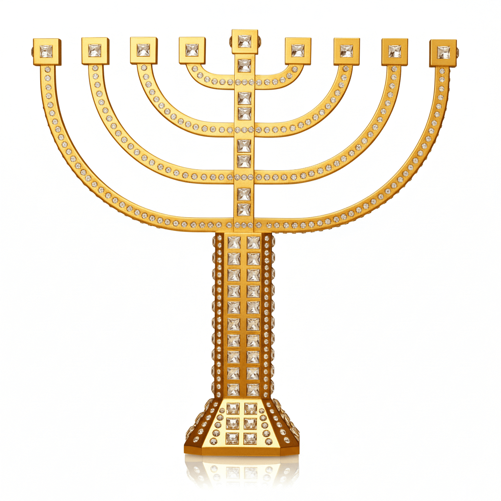 Crystamas Menorahs 24k Gold-Plated and Austrian Crystal Menorah by Crystamas