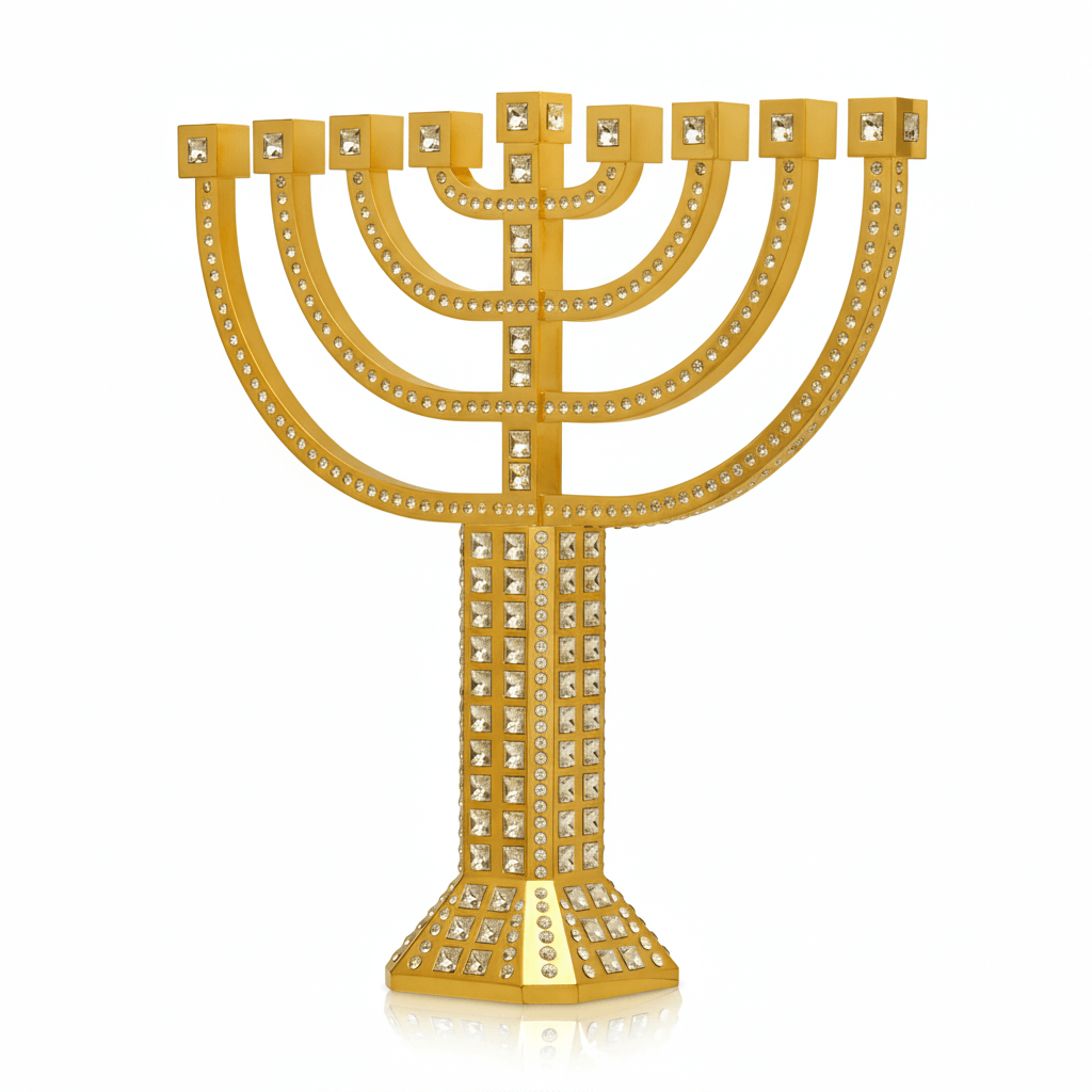 Crystamas Menorahs 24k Gold-Plated and Austrian Crystal Menorah by Crystamas