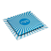 Chai Modern Matzah Plates Blue Matzah Plate by Akilov