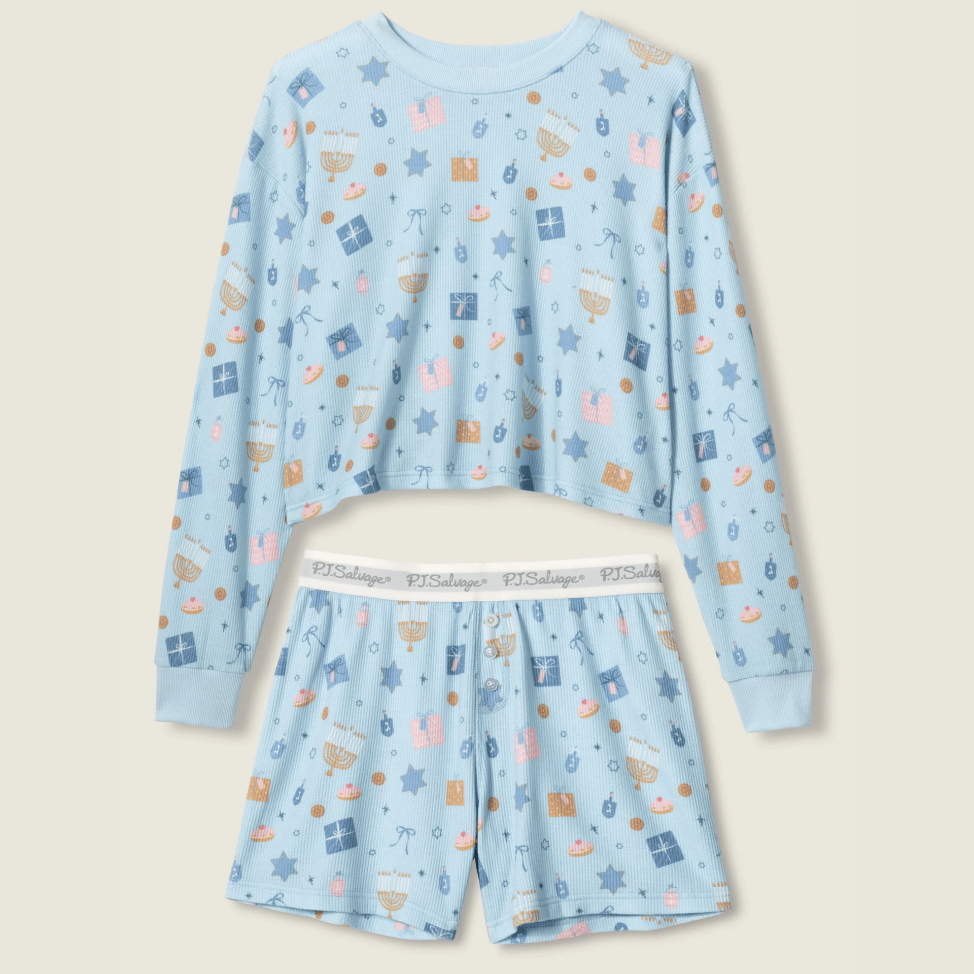 PJ Salvage Pajamas Women’s Blue Hanukkah Boxer PJ Gift Set by P.J. Salvage - (Sizes XS - XL)
