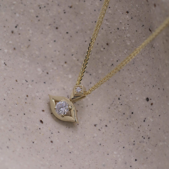 Diamond Evil Eye Necklace - 14k White, Rose or Yellow Gold