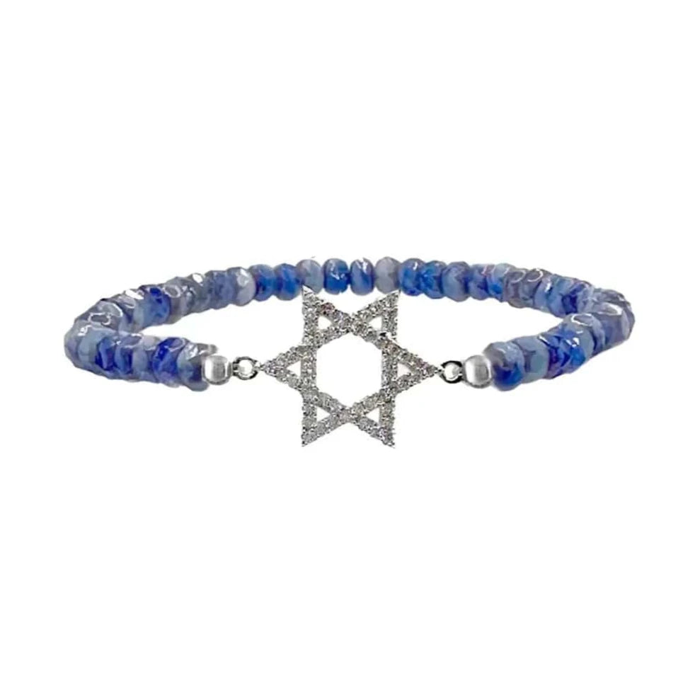 Love, Lisa Bracelets Harper Crystal Star of David Bracelet - Mykonos Blue