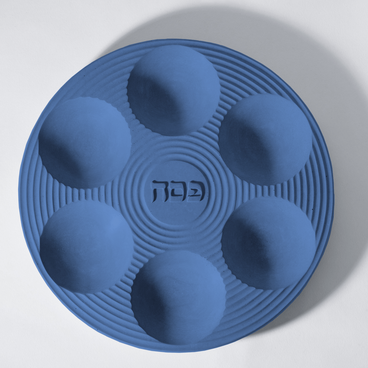 Logifaces Seder Plates Contemporary Fine Concrete Seder Plate - Blue