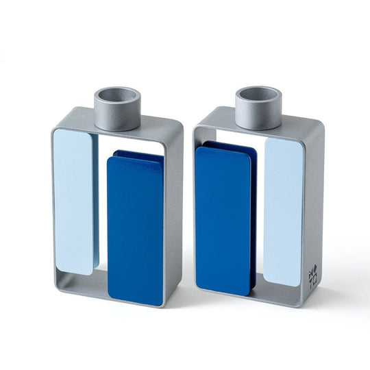 Blue Mondrian Candleholders by Israel Museum