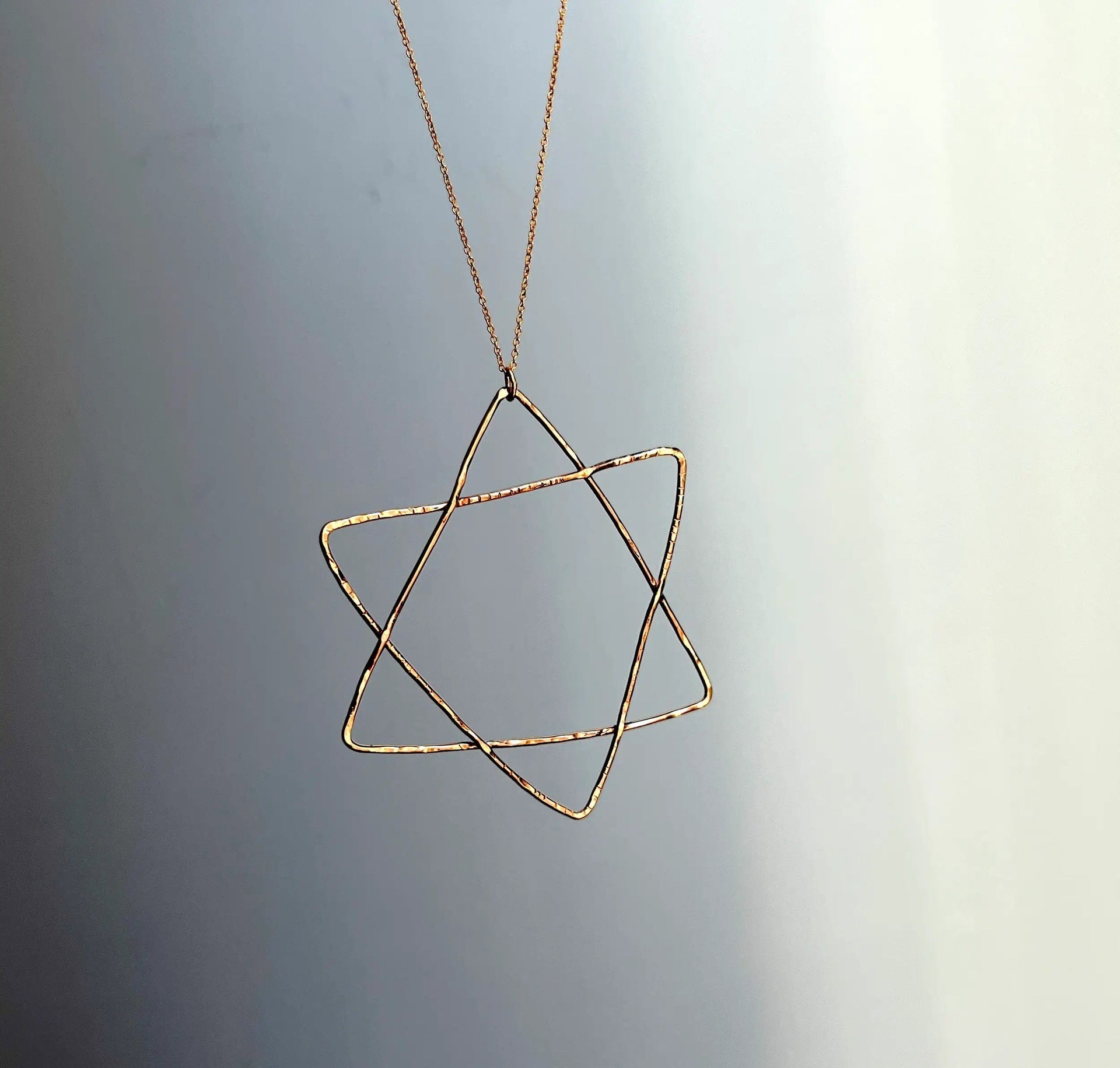 Rachel Pfeffer Necklaces Large Pendant on 20" Chain Gold-Plated Handmade Organic Star of David - (Small or Large)