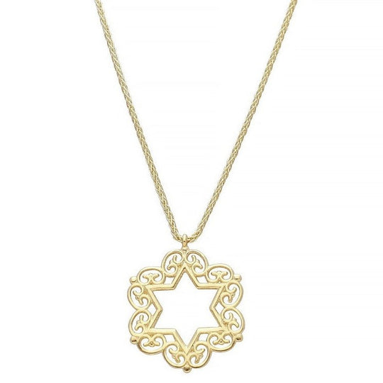 Filigree Star of David Necklace by Israel Museum - 14k Gold