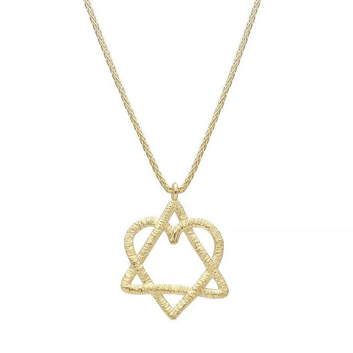Israel Museum Necklaces Gold 14K Gold Star of David and Heart Necklace by Israel Museum