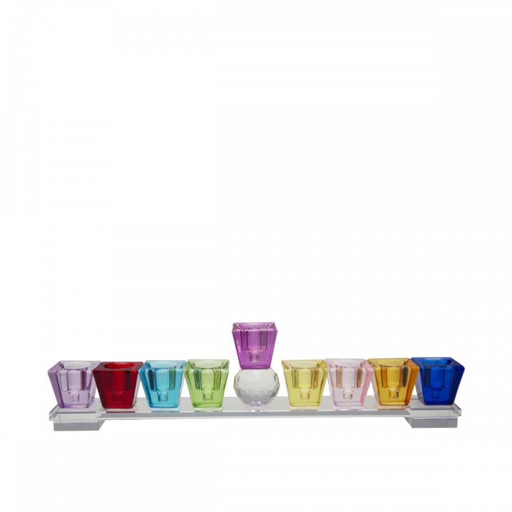 AULICA Multicolored low menorah 27x3x7cm