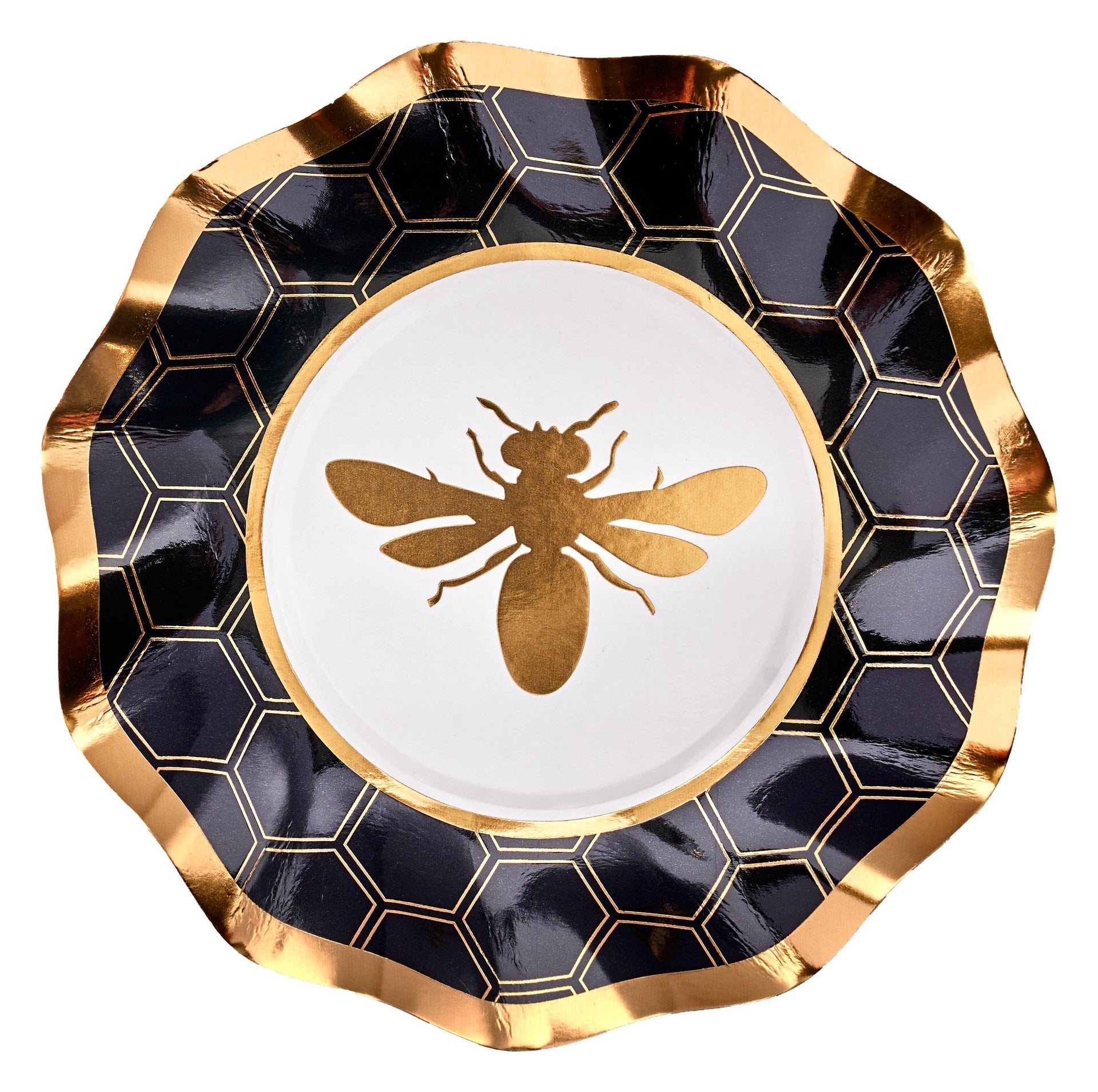 Sophistiplate Dining Plates Honeybee Wavy Paper Appetizer and Dessert Bowls - Set of 8