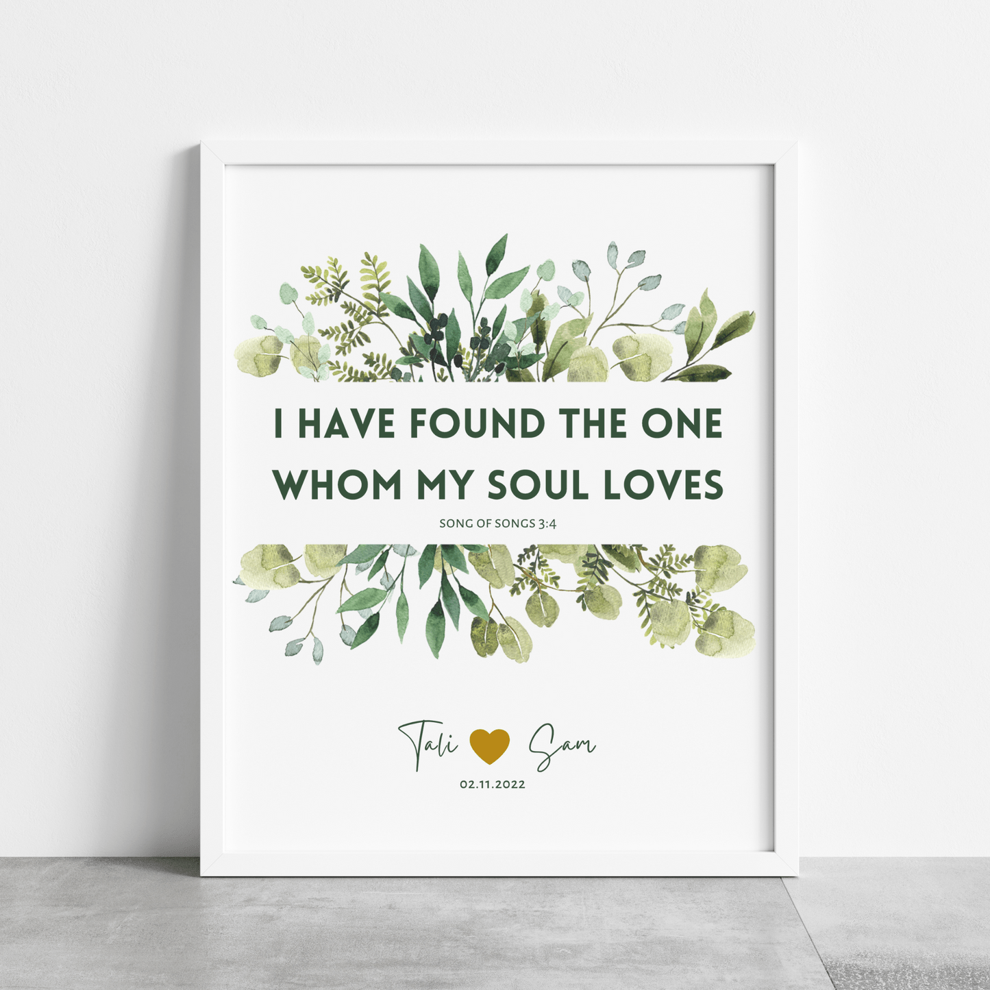 The Verse Prints Personalized Wedding Gift by The Verse - Song of Solomon 3:4