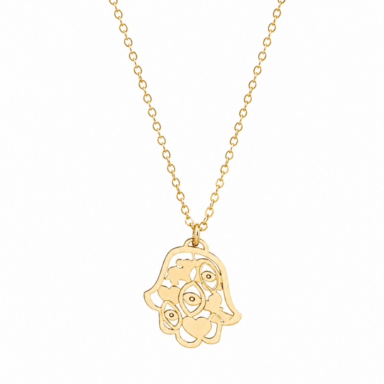 Mia Good Luck Hamsa Necklace by Miriam Merenfeld - (Gold-Plated or Sterling Silver)