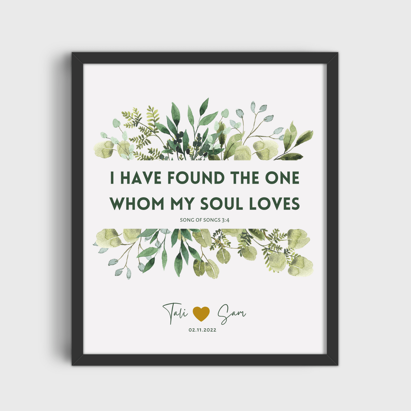 The Verse Prints Personalized Wedding Gift by The Verse - Song of Solomon 3:4