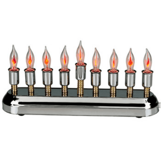 Contemporary Highly Polished Chrome Plated Electric Menorah