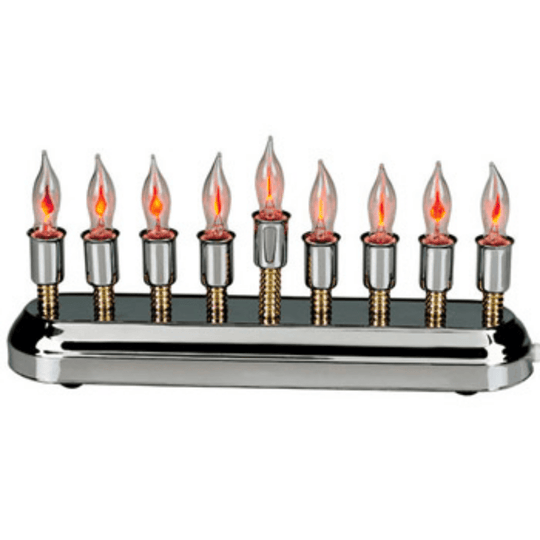 Contemporary Highly Polished Chrome Plated Electric Menorah