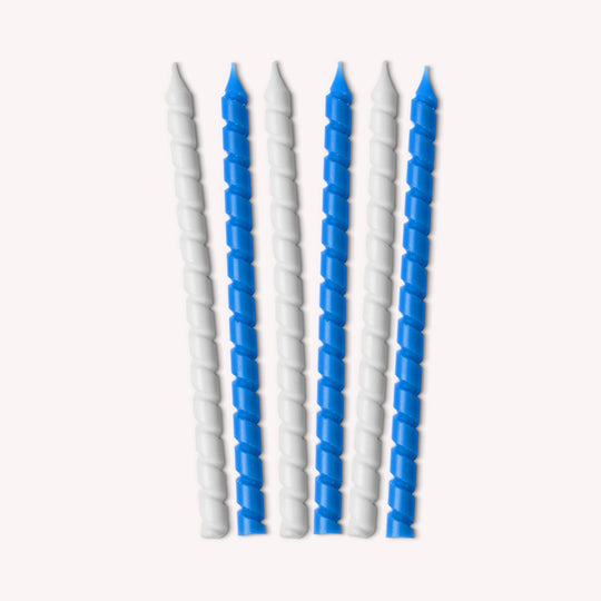 Blue and White Spiral Hanukkah Candles