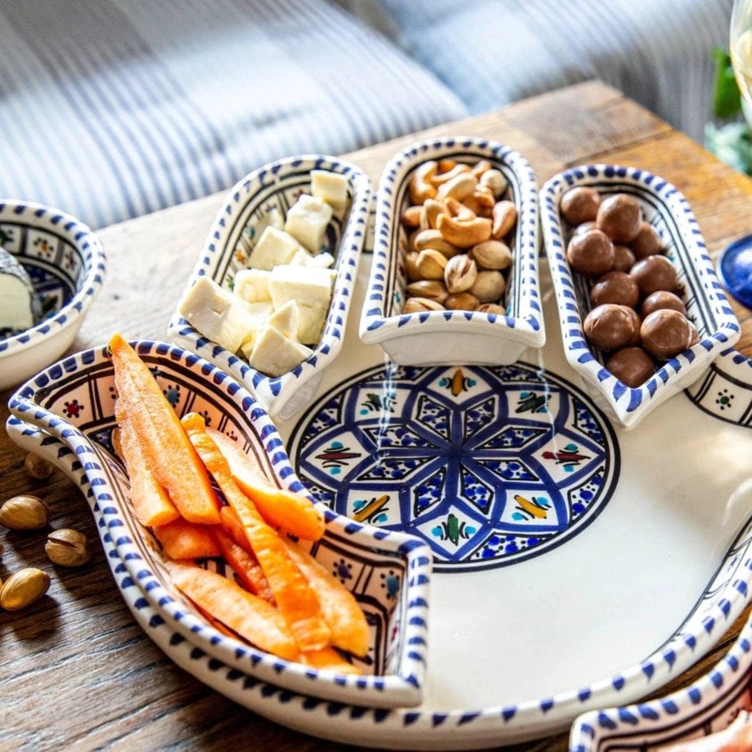 Kamsah Serving Pieces Bohemian Blue Hamsa Dipping and Serving Set