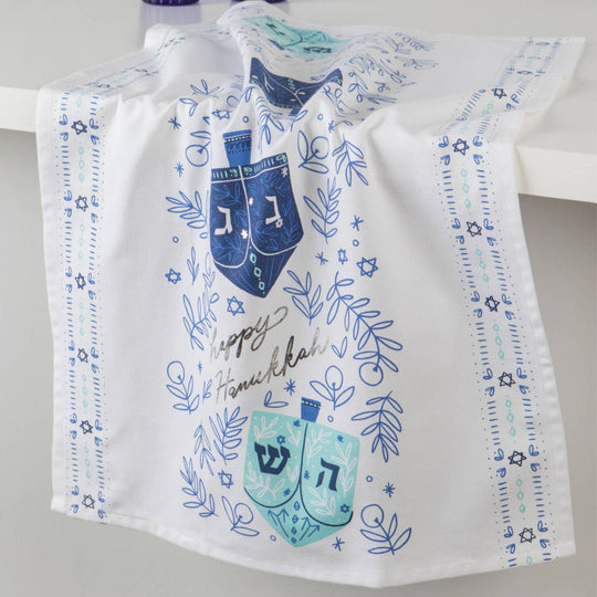 Metallic Dreidels Dishtowel