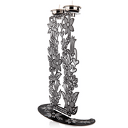 Dorit Judaica Candlesticks Tall Floral Shabbat Candlesticks - Black and White