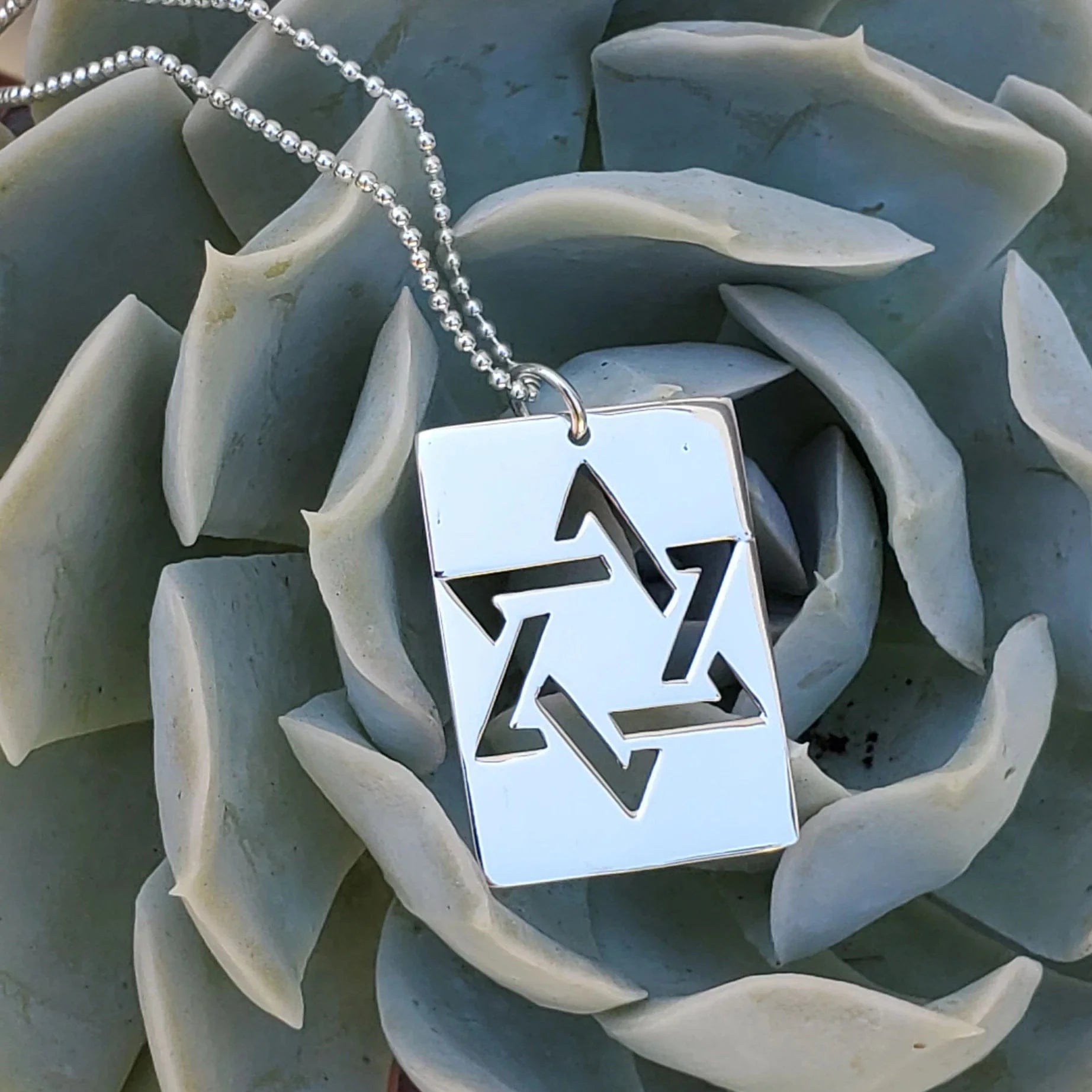 Star of David Dog Tag Necklace Sterling Silver