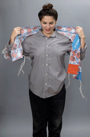Elly Bovarnick Studios Tallises Youthful Blue and Red Graphic Pomegranates Cotton Tallit