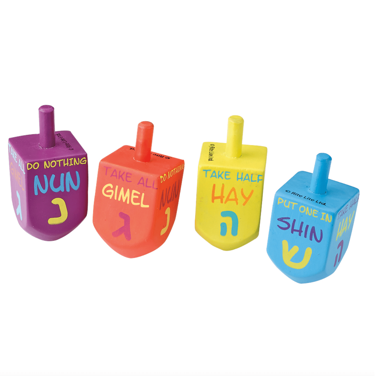 Rite Lite Dreidels Four Hanukkah Wooden Dreidels