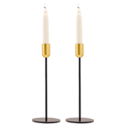 Yair Emanuel Candlesticks Sleek Black and Gold Shabbat Candlesticks by Yair Emanuel - 9" Tall