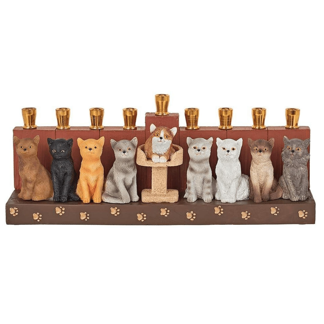 Zion Judaica Menorahs Ceramic Cat Menorah